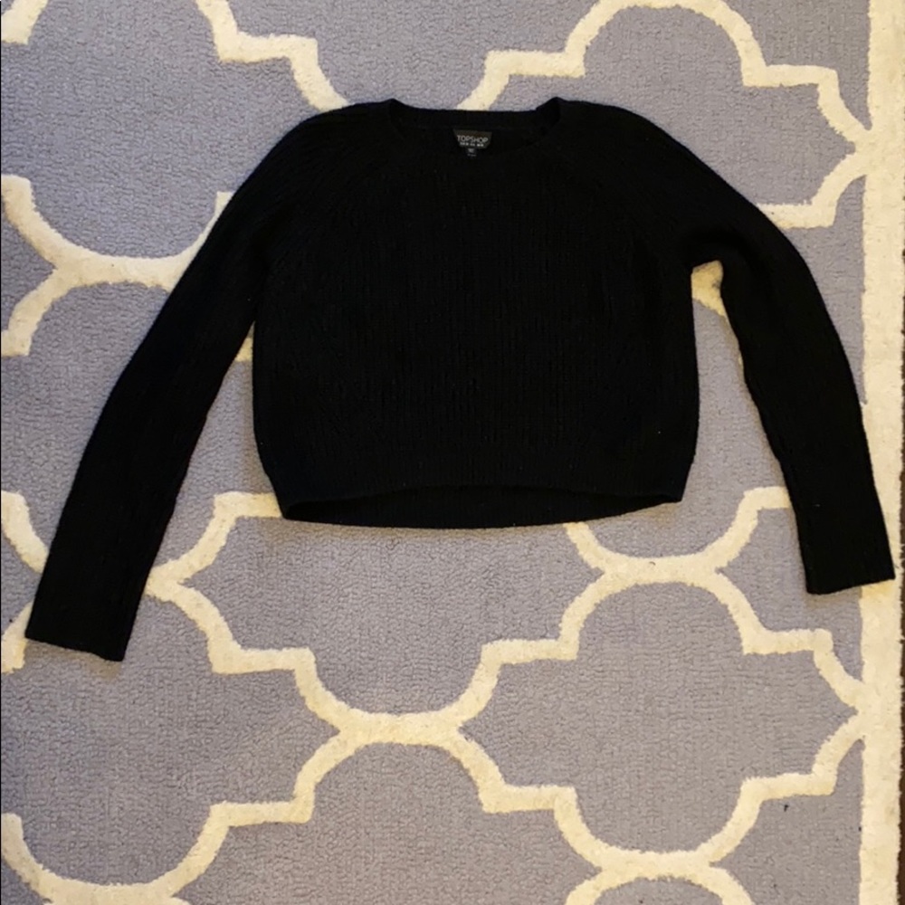 Cropped black knit sweater (Topshop)